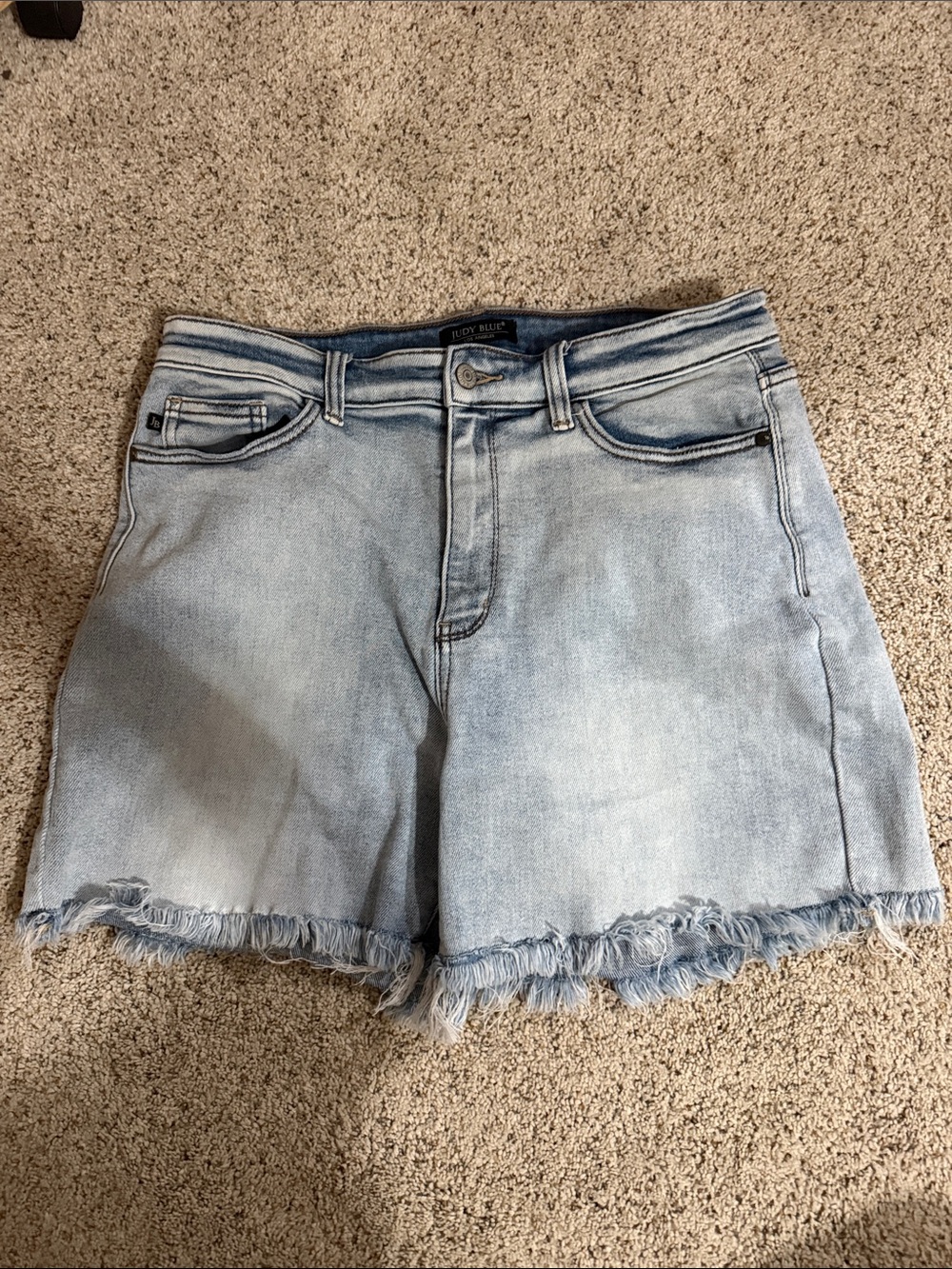 Judy Blue Light Blue Frayed Hem Denim Shorts